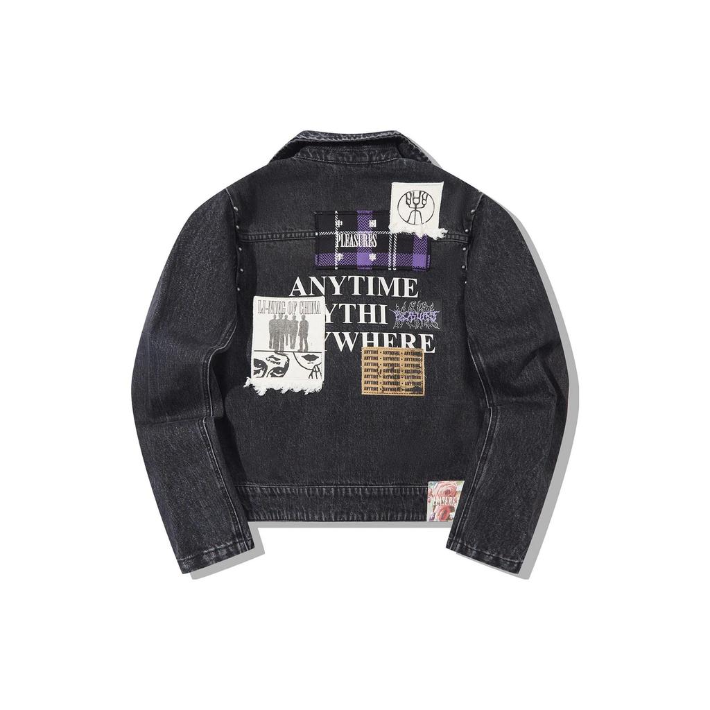 Li Ning X Pleasures Back Graphic Print Denim Jacket Women Jacket Black AJDT758-1