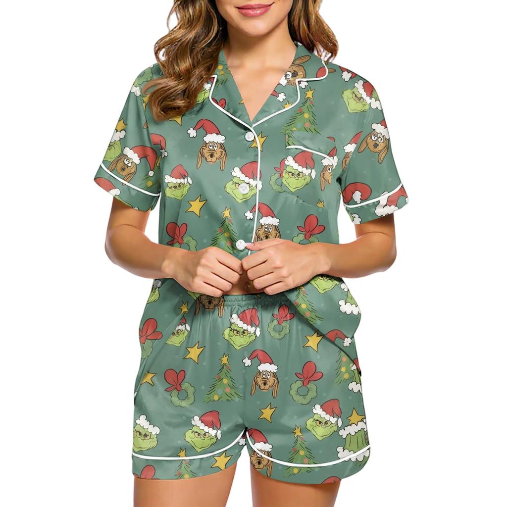 Women's Fashion Home Pajama Set Home Clothes Short Sleeve Pajamas Shorts Two-piece Set