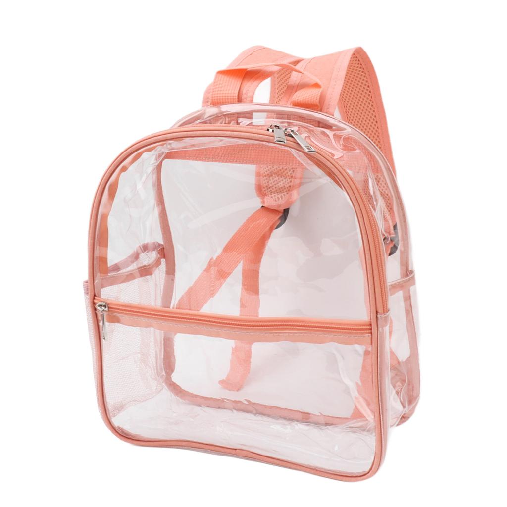 PVC Transparent Backpack Portable PVC Zipper Design High Capacity Clear Backpack for School Pink