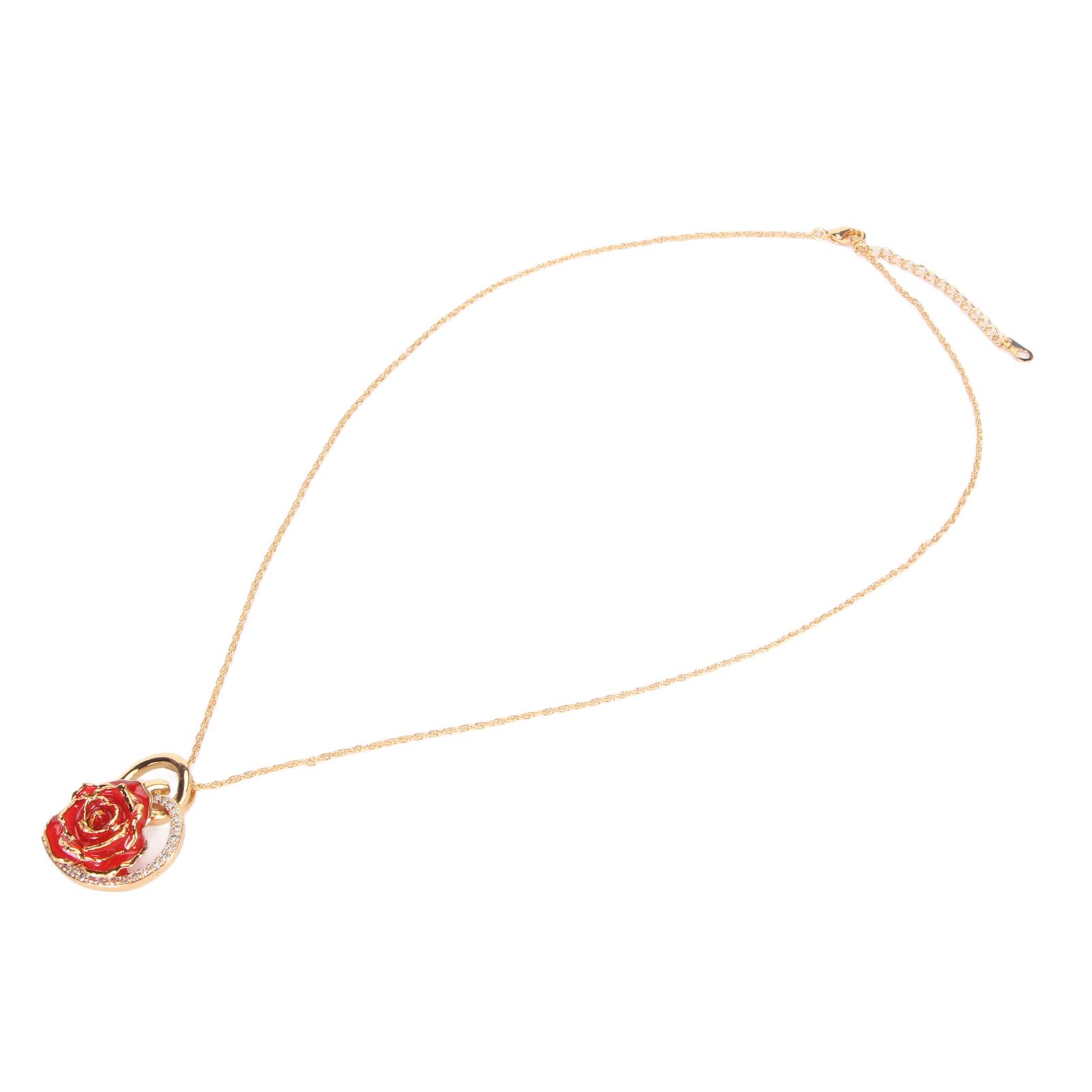 

Настоящее розовое золотое ожерелье с подвеской в виде розы, позолоченное 24 карат, для девушки, женщины, свадьба