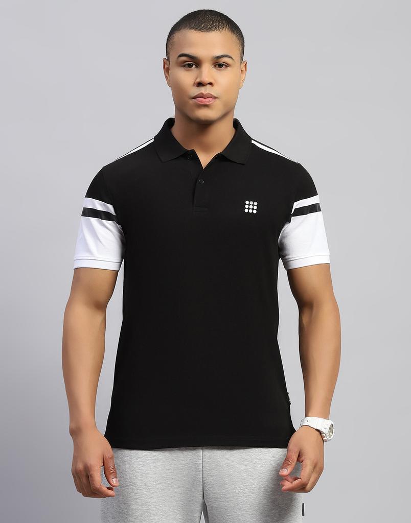 Rockit from House of Monte Carlo Mens Solid Black Polo Neck Half Sleeve T-Shirt