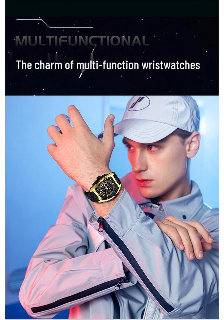 Sanda Teen Countdown Multifunktionale Wasserdichte Fassförmige Armbanduhr mit Wecker & Leuchtendem Zifferblatt