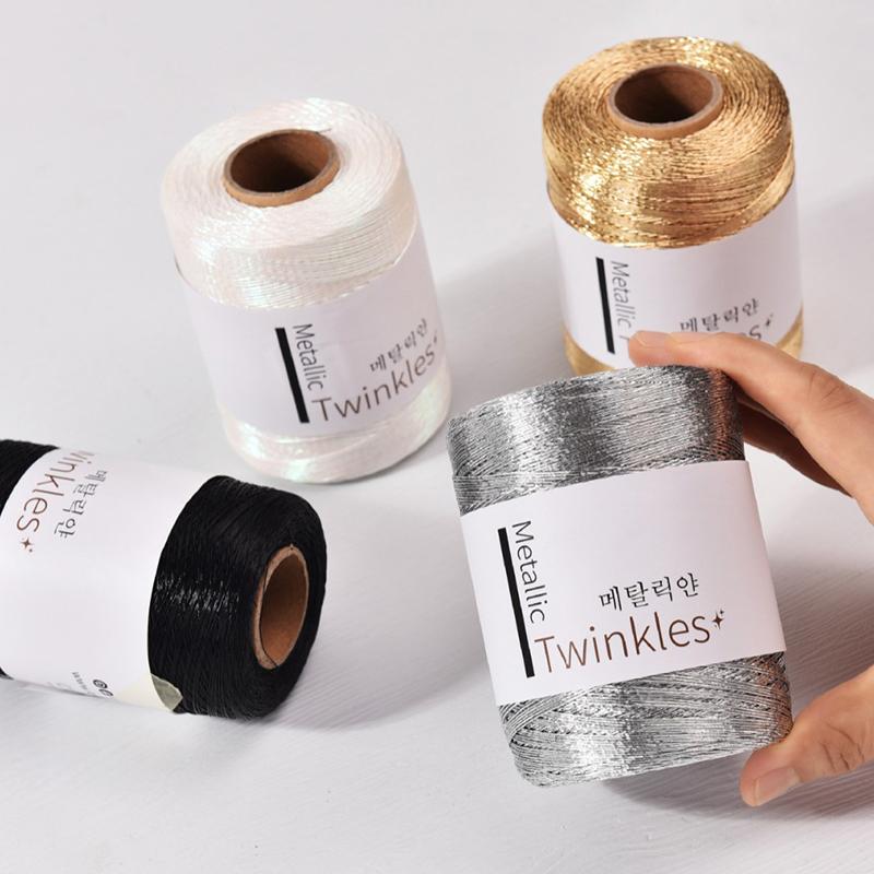 1 Roll, Metallic Twinkle Yarn - 1Mm Thick, Polyester & Rayon Blend, Ideal For Diy Crafts, Crochet, Lace, And Home Decor