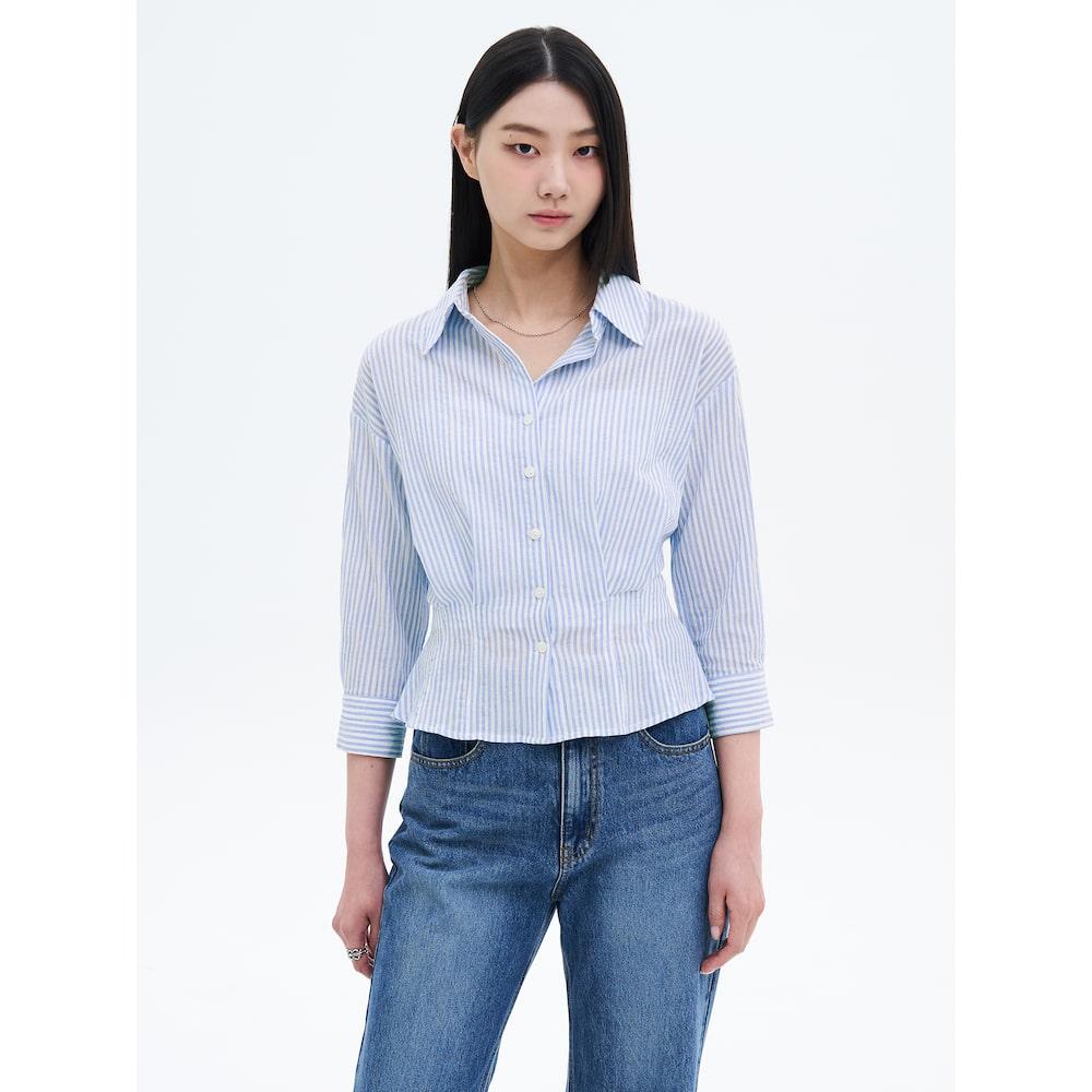 8Seconds Striped String Collar Variation Blouse Sky Blue Sky Blue/S