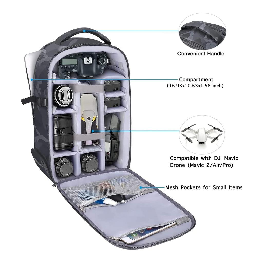 MOSISO Camera Backpack Photography Camera Compatible with Camouflage Waterproof Hard Case with Tripod Stand Laptop Divider DSLR/SLR/Mirrorless Bag,