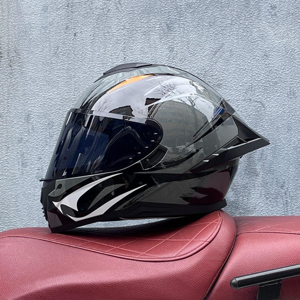 DOT Full Helmet Double Mirror Helmet Men's Four-season Universal Hard Hat Female Knight Locomotive Double Lens