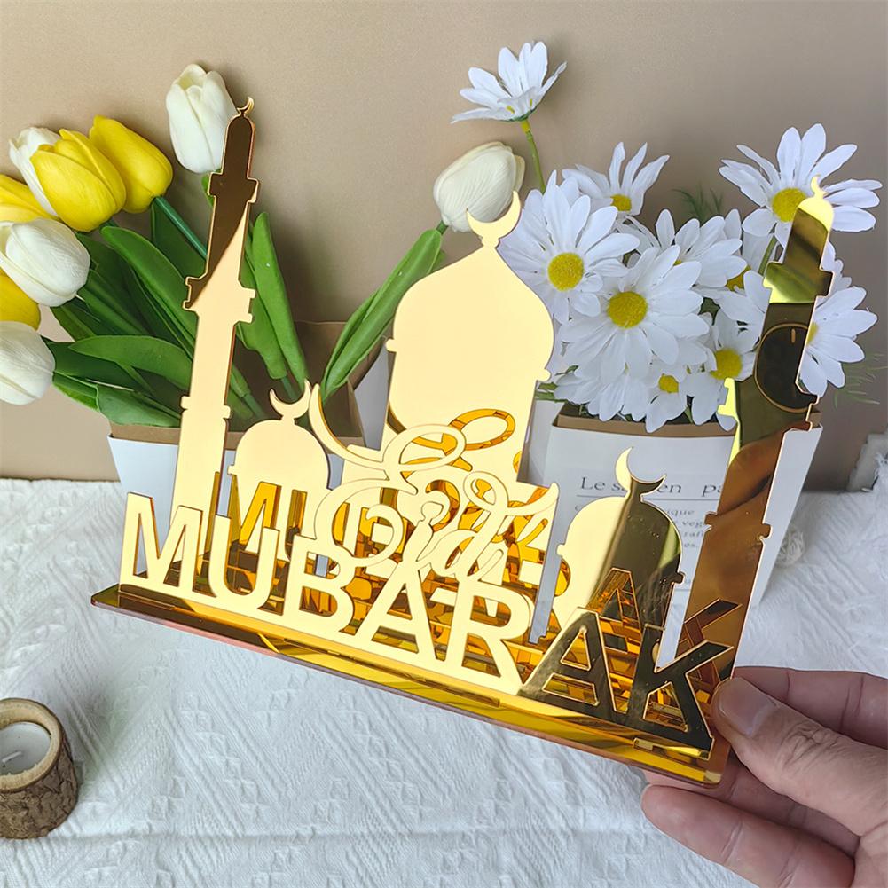 Acrylic Table Ornament Eid Mubarak DIY Decoration Party Supplies For Living Room Bedroom Study Dining Room Decor (16x20cm/6.3x7.9inch)