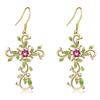 Women Stylish Elegant Cross Color Earrings Necklace Pendant Set for Wedding Party