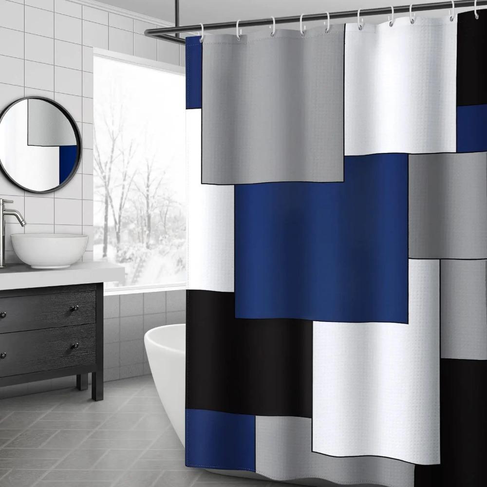 Spliced digital printed fabric shower curtains, thickened waterproof bathroom curtains and bathroom partition curtains