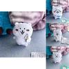 Chiikawa Joke Bear Plush Keychain With Eating Pizza Cartoon Design For Backpack Decor