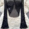 Summer Spicy Sheer Mesh Long Sleeve Cropped Top - Petite Women's Unique Design