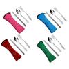 Cutlery Set Bag with Zipper Stainless Steel Travel Utensils Kit Fork Spoon Chopsticks