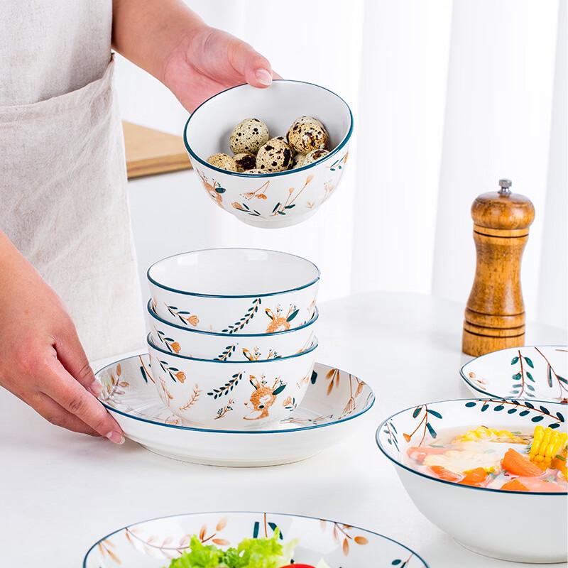 Set di stoviglie Ruhan Fawn in porcellana ossea da 18 pezzi