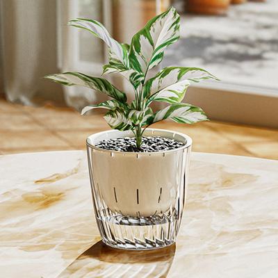 1/2 Stück Blumentopf mit Drainagelöchern Wasserbefüllöffnung Automatisch Selbstbewässernd Hydroponischer Blumentopf Transparenter Boden Pflanzentopf