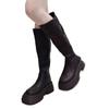 Women Platform Knee High Boots Female Thick Bottom Wedge Heels Punk Boots Ladies Autumn Winter PU Leather Motorcycle Botas Mujer