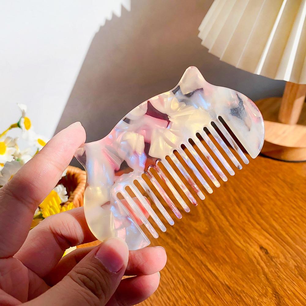 Cat Ear Shaped Acetate Comb Wide Toothed Colorful Makeup Comb Hair Accessories Hair Styling Tool Hairdressing Comb Student