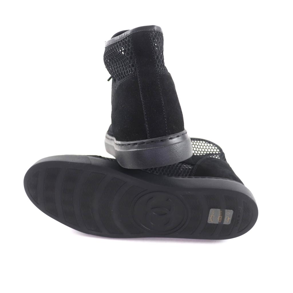 Excellent CHANEL High cut sneakers black Suede leather Women 36 G30786 Used