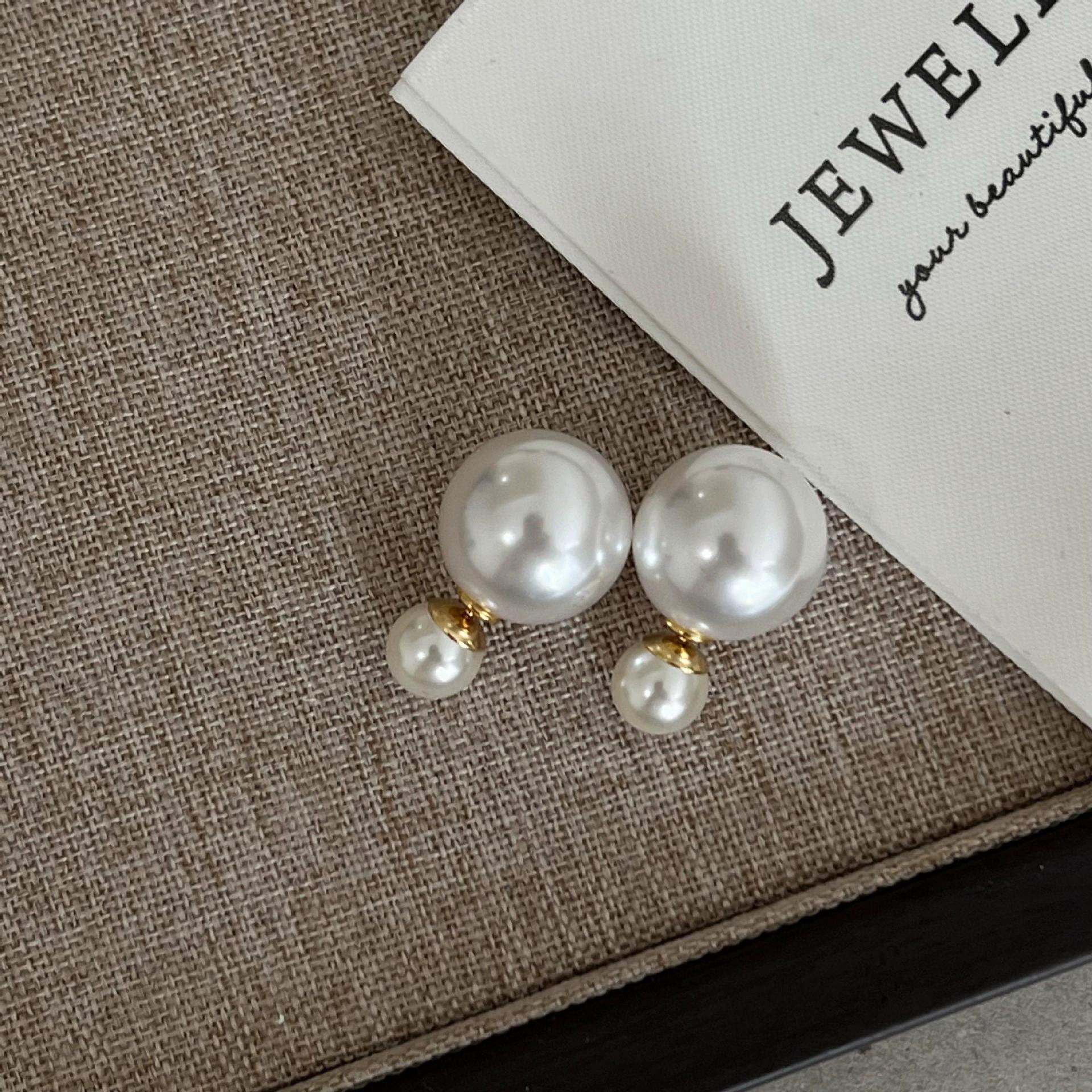 

Double-sided Pearl Stud Piercing Earrings For Women Lady Elegant Fashion New Jewelry Gift Party Wedding bijoux femme