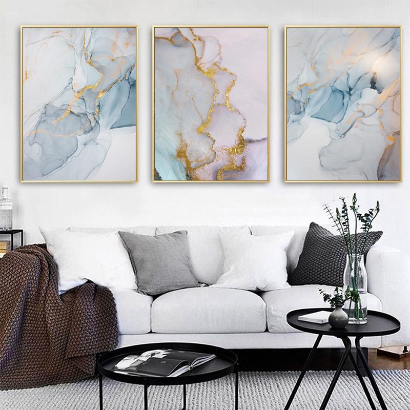 ASTRDECOR Poster Marmor abstrakte Leinwand Malerei Alkohol Tinte Poster und Drucke Wandbilder geometrische Druck Wohnzimmer Dekor