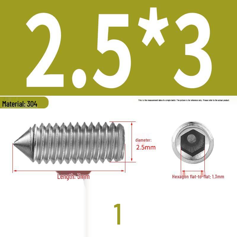 12.9 Edelstahl 304 Innensechskant Kegelspitze Gewindestift M2/M3