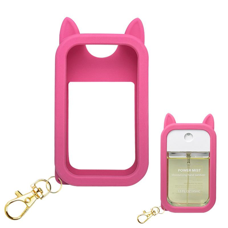 45Ml Silicone Hand Sanitizer Spray Protective Case Portable Keychain With Cute Colorful Ears, Portable And Stylish