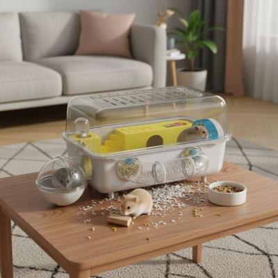 Panoramic View Hamster Cage Running Wheel Double Clear Hamster Luxury Villa Ventilation Plastic Pet Habitat