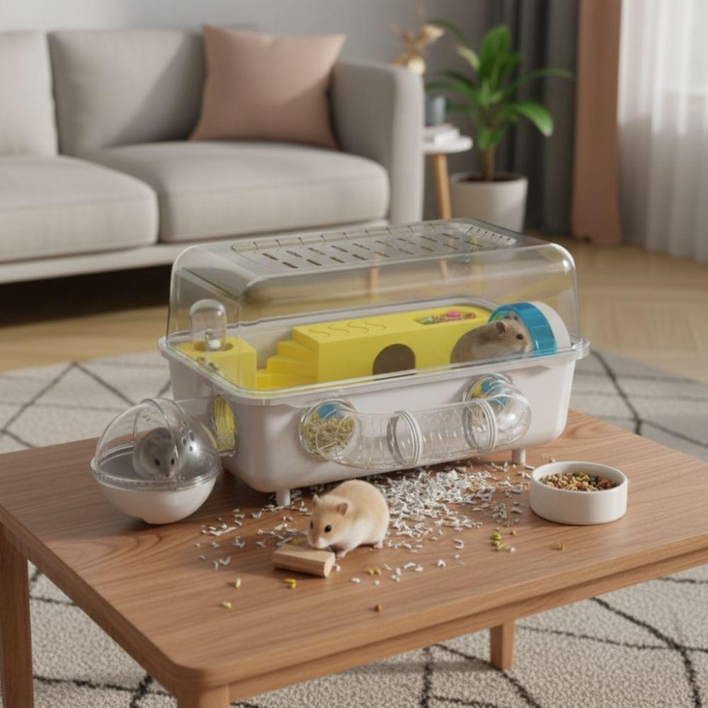 Double Clear Hamster Cage Panoramic View Hamster Luxury Villa Pet Habitat For Hamsters Hedgehogs