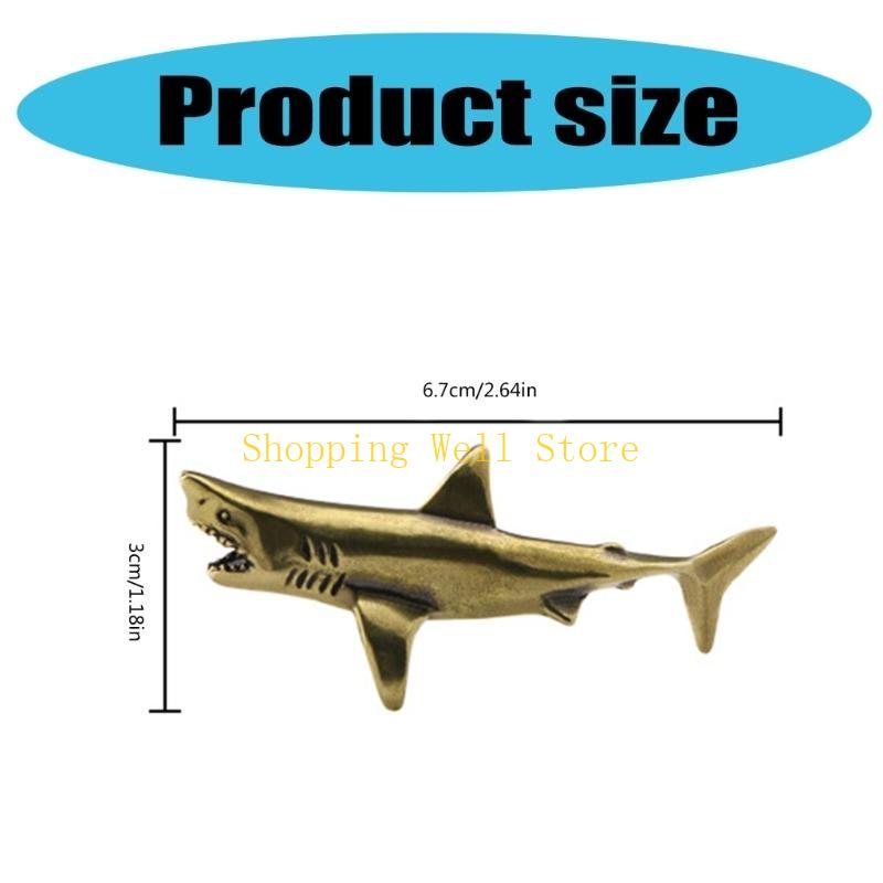KX4B Handmade Shark Figurine Brass Fish Sculpture for Distinctive Interior Designs and Gift Purposes Delicate and Stands Out