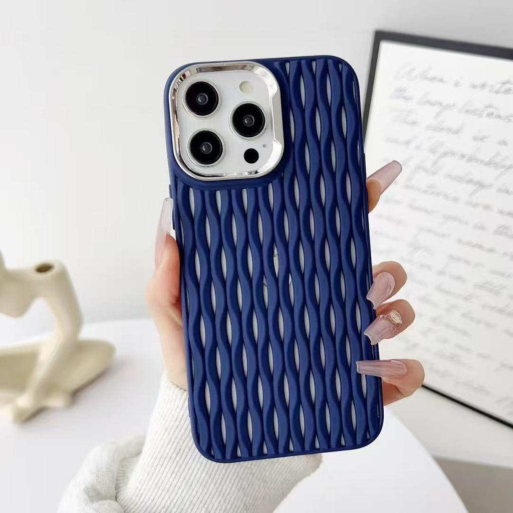 Electroplating Frame Suitable for IPhone16p Corrugated Shell Apple 15/14 Breathable Heat Dissipation Shell Anti-fall Protection Case