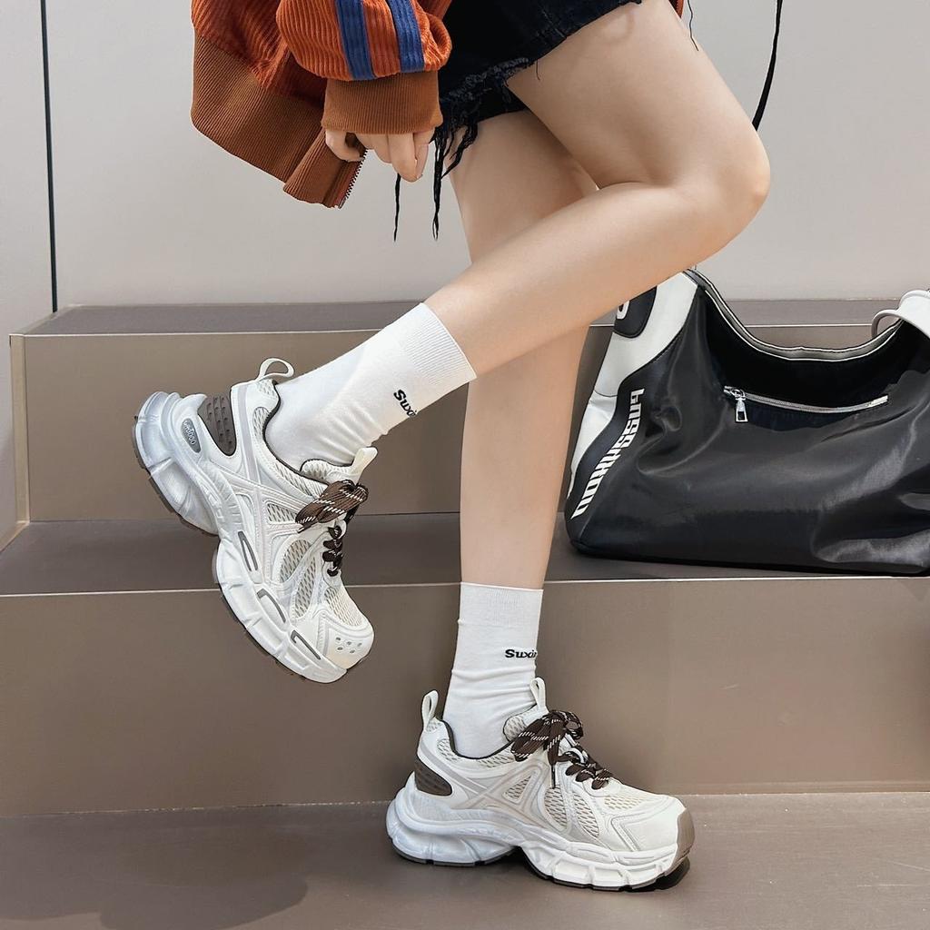 Sneakers women's shoes 2025 new autumn retro versatile silver heightening shoes platform breathable dad shoes women's