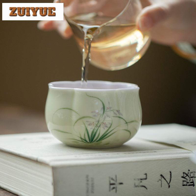 150ml Hand-painted Orchid Jianshui Tea Wash Bowl Tea Dust Cylinder Barrel Tea Residue Barrel Household Chaxi For Tea Decoration
