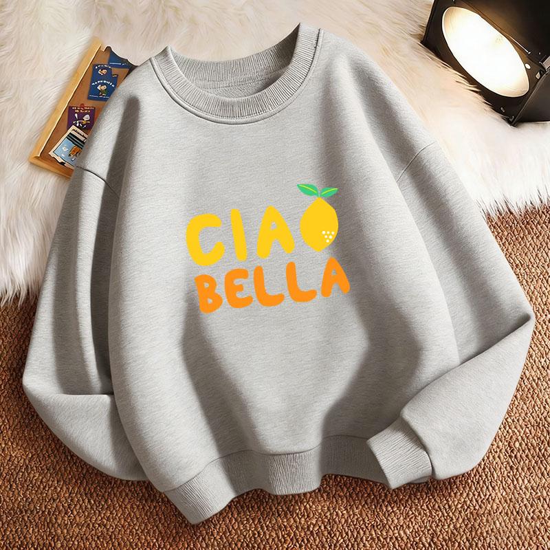 Graphic Ciao Bella Lemon Harajuku Children'S Sweatshirt Pullover Crew Neck Graphic Print Hoodie Boy/Girl Kids Hoody