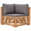 Garden Corner Sofa with Grey Cushions Solid Teak Wood