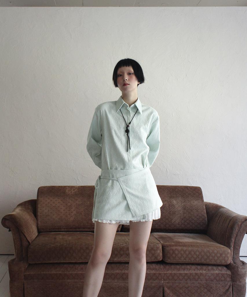 RUBATI Jacquard Shirt Half Apron_Mint