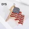 Brosche mit patriotischer amerikanischer Flagge, Zinklegierung, Strass-Emaille, wehende US-Nationalflagge, Anstecknadel, Pullover, Rucksack, Hut, Dekoration, Herren, Damen, Kleidungszubehör
