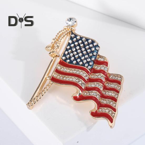 Brosche mit patriotischer amerikanischer Flagge, Zinklegierung, Strass-Emaille, wehende US-Nationalflagge, Anstecknadel, Pullover, Rucksack, Hut, Dekoration, Herren, Damen, Kleidungszubehör