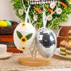Silver Easter Egg Ornaments Hanging Ornament Set Diy Crochet Sunflower Easter Eggs Holiday Pendent Reflective Glass Disco Ball