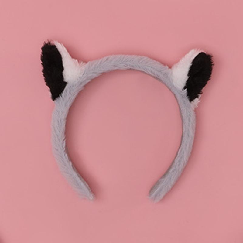 Animal Raccoon Ears Headdress Tail Set Plush Handmade Costume Set Anime for Halloween Christmas Cosplay Accessories