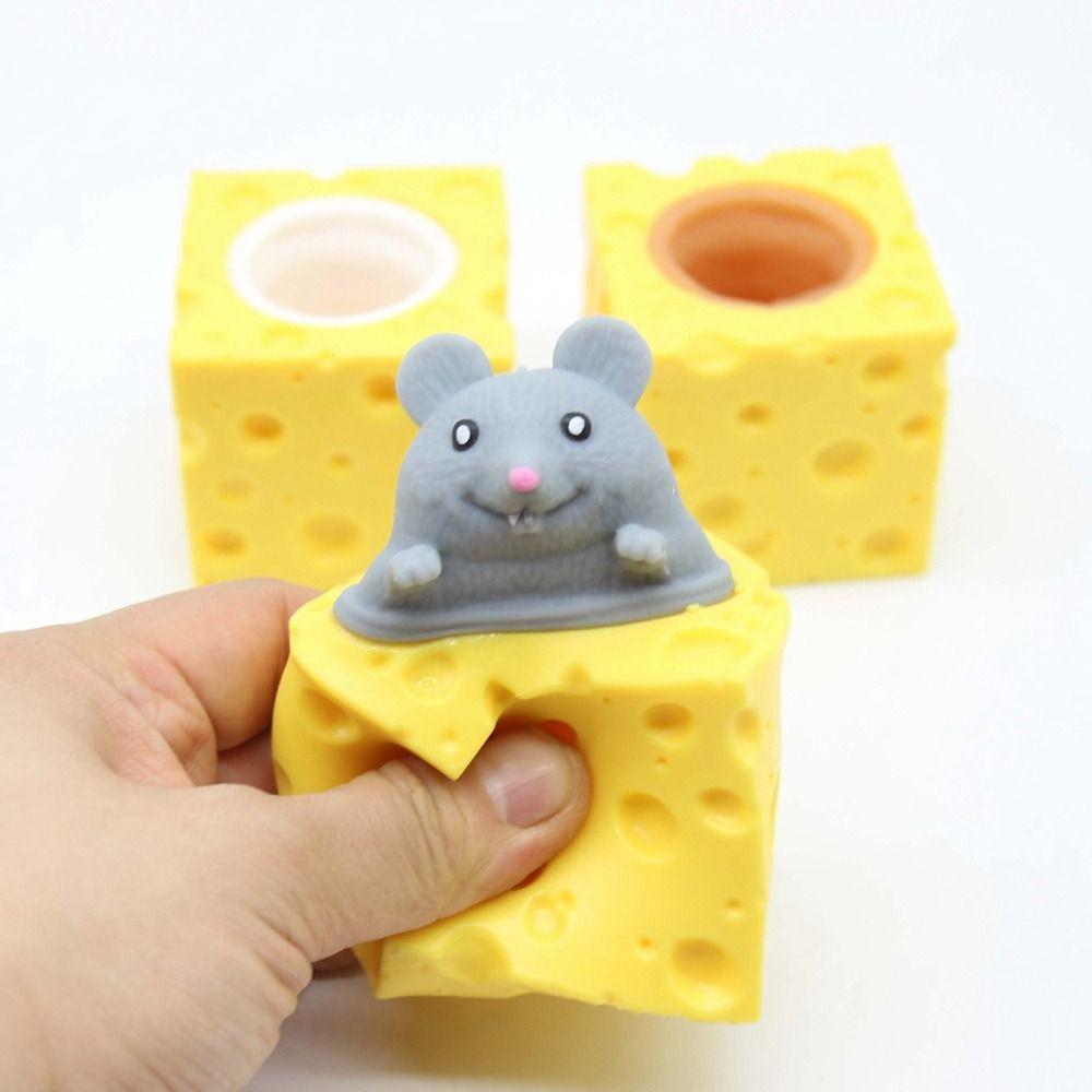 Stress Relief Cheese Mouse Decompression toy Pop Up Anti Stress Toy New Squeeze Toy  children