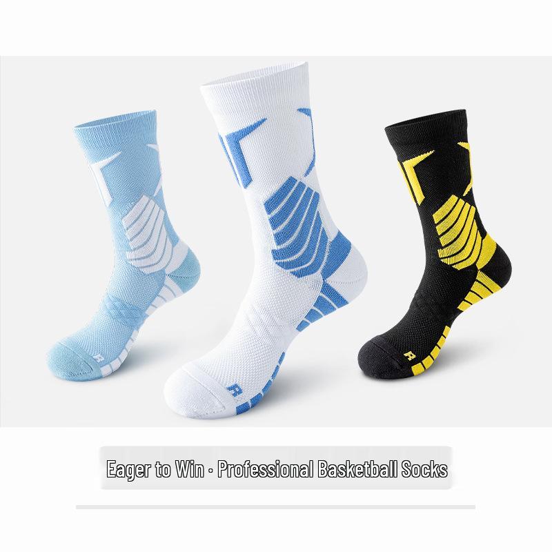 Men's Elite Basketball Socks - Long Tube, Sweat-Absorbent, Odor-Resistant, Thick Towel Bottom, Professional Sports Socks