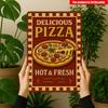 Affiche Métal Vintage Signe Pizza, Décor Mural pour Cuisine Bar