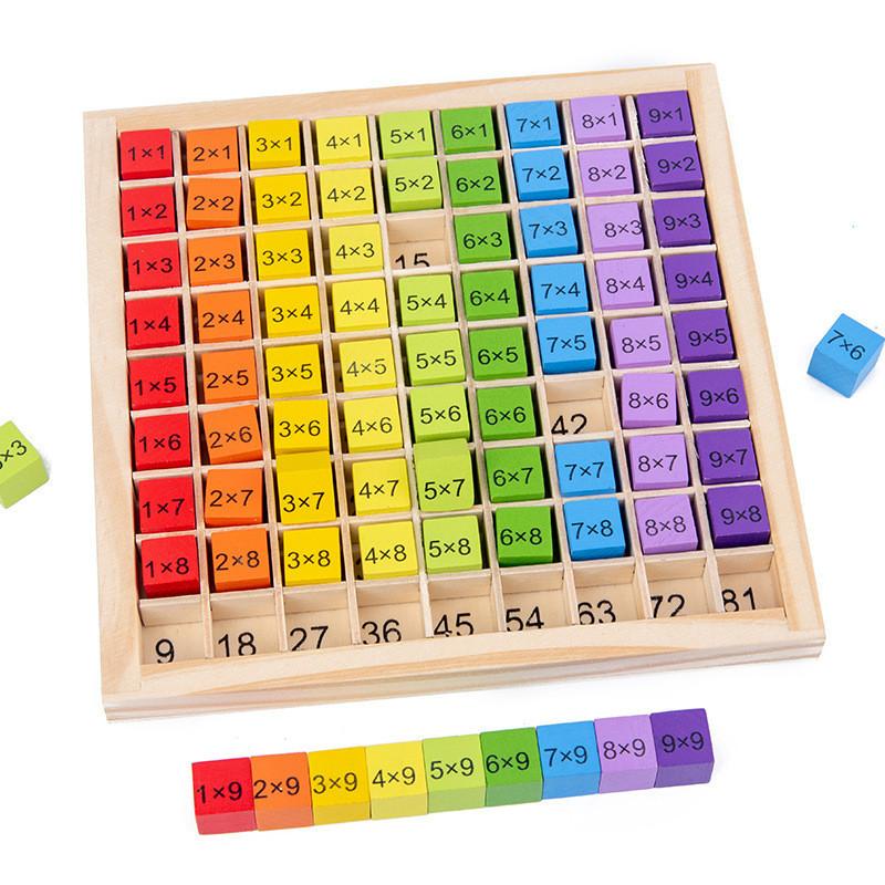Wooden Multiplication Table Puzzle Educational Math Toy For Kids With Colorful Design