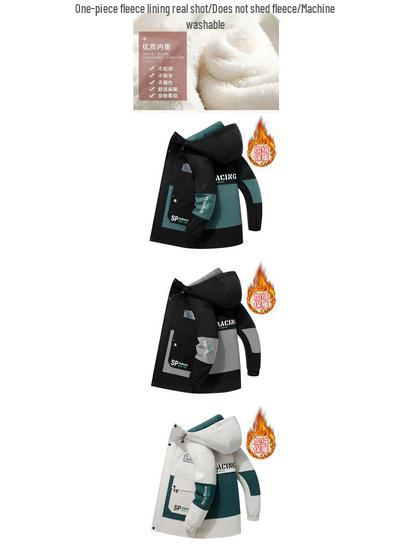 Men's Thick Winter Fleece-Lined Cotton Hooded Jacket for Teens - Fashion Workwear Outerwear