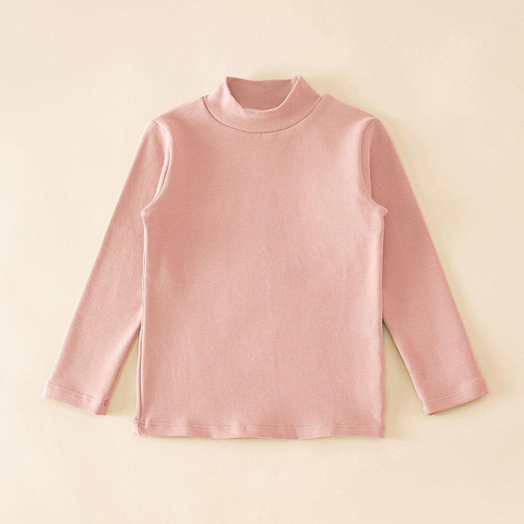 2024 Kids' Warm Long-Sleeve Mid-Collar Cotton T-Shirt for Autumn & Winter