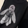 Damenmode Lockeres Bären-Sweatshirt Lässig Plus Fleece Dreidimensionale Dekoration Top