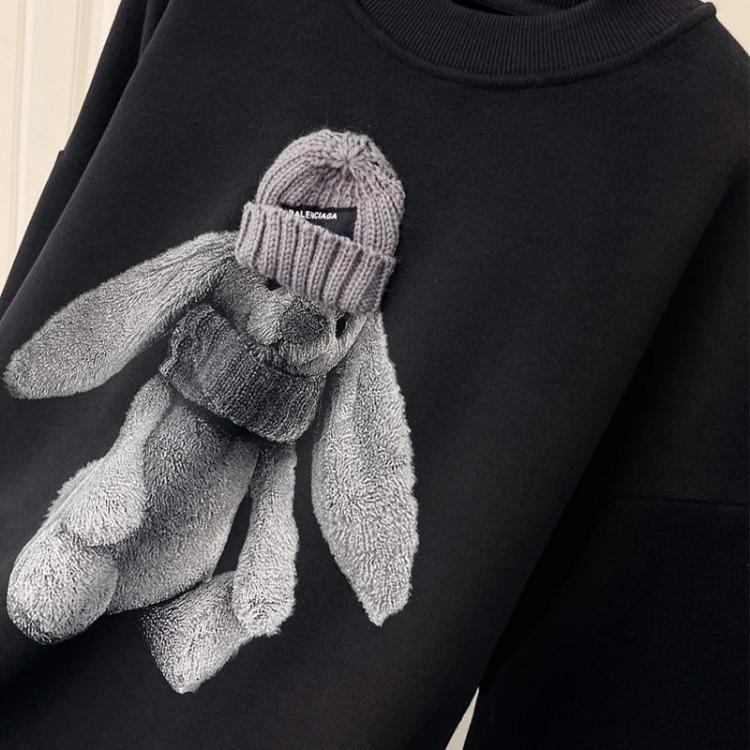 Damenmode Lockeres Bären-Sweatshirt Lässig Plus Fleece Dreidimensionale Dekoration Top