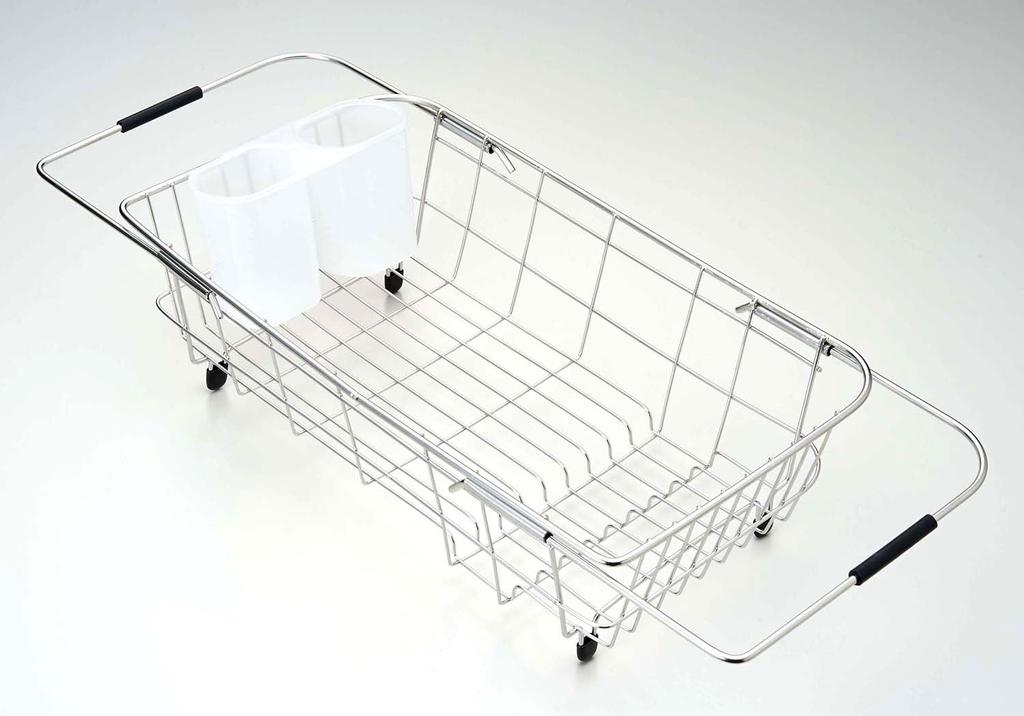 Pearl Metal Resin Dish Drainer Basket with Sliding Sink, Stainless Steel, Simple Ware HW-7332