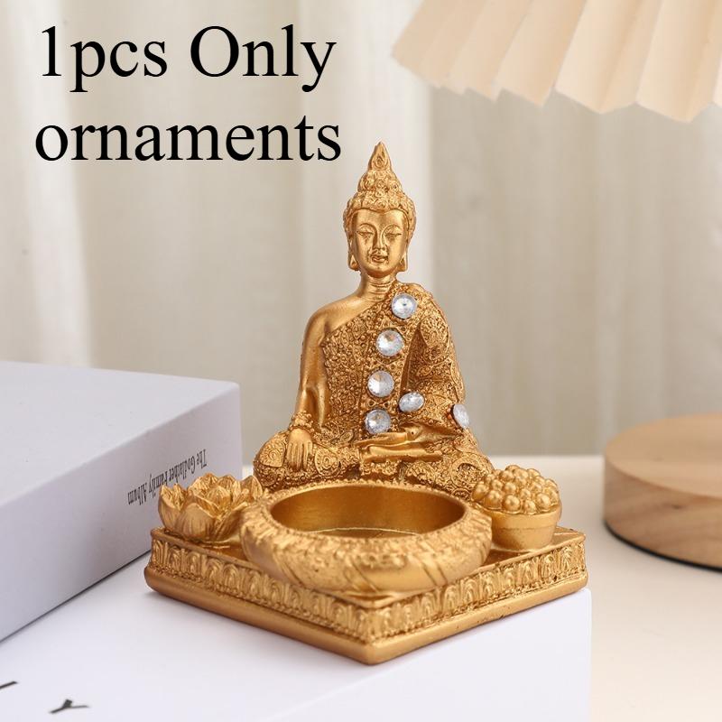 1/2pcs Meditation Buddha Candlestick Ornaments Resin Crafts Home Desktop Decorations Porch Ornaments Home Decorations