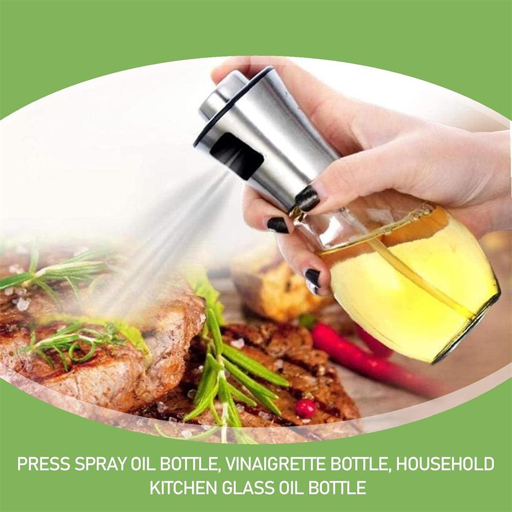 Oil Sprayer Extremely Precise Oil Spray Bottle with funnelMade of Stainless Steel and Glass 200ML Oil Sprayer for Cooking