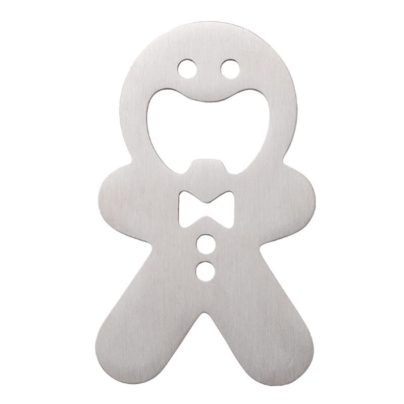 Creative Gingerbread Man Beer Bottle Opener – Cute Cartoon Design, Magnetized Metal Wine Opener, Perfect for Christmas Gifts
